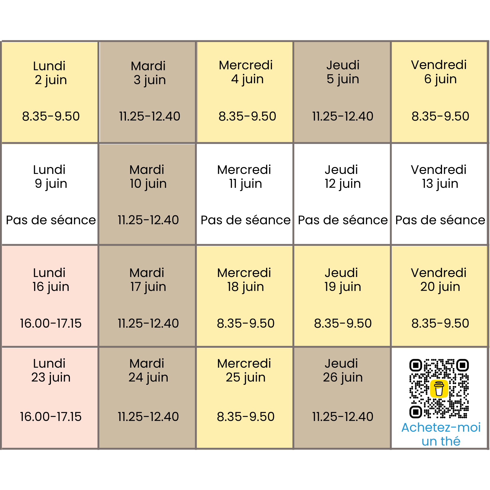 Planning rédaction juin